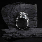 Sterling Silver Wolf Head Ring: Handcrafted Animal Jewelry
