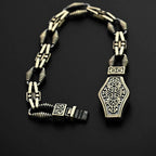 925 Sterling Silver Men’s Bracelet with Ornate Lock | Handmade Gothic Chain Bracelet