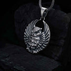 Sterling Silver Owl Pendant Necklace: Open Wings, Night Bird Jewelry