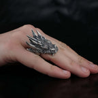 Sterling Silver Dragon Ring: Handmade Asian Mythology Jewelry   Charmora Jewelry