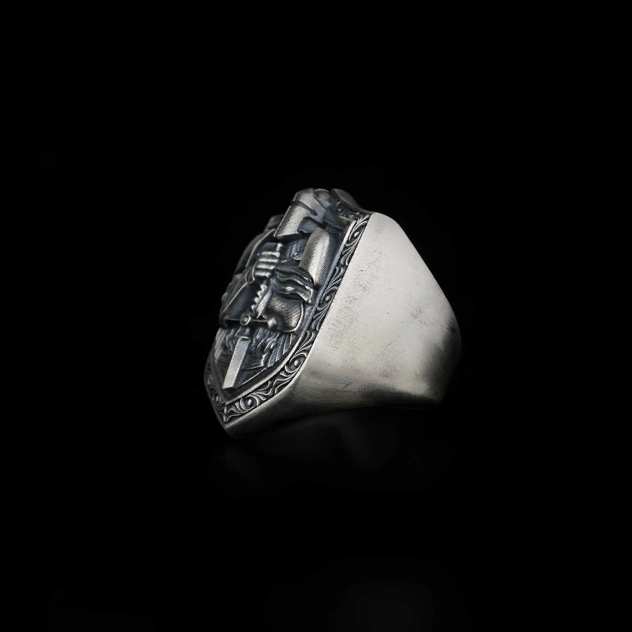 Sterling Silver Knights Templar Ring: Masonic Cross Biker Jewelry   Charmora Jewelry
