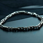 925 Sterling Silver Gemstone Chain Bracelet for Men,Minimal Gothic Men’s Jewelry Gift