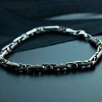 925 Sterling Silver Gemstone Chain Bracelet for Men,Minimal Gothic Men’s Jewelry Gift