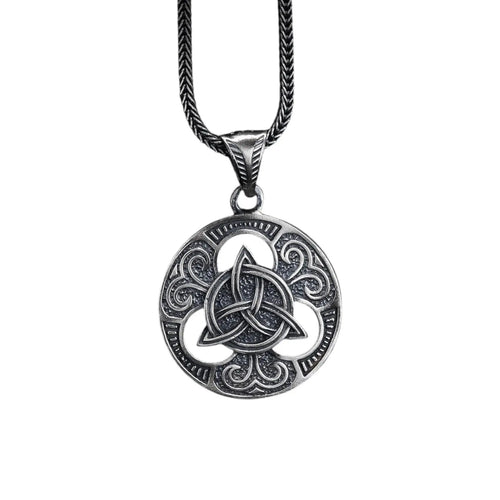 Sterling Silver Celtic Trinity Knot Necklace Handmade Triquetra Pendant Men   Charmora Jewelry