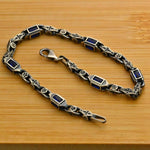 Sterling Silver Men's Bracelet: Blue Zircon Vintage Link Design