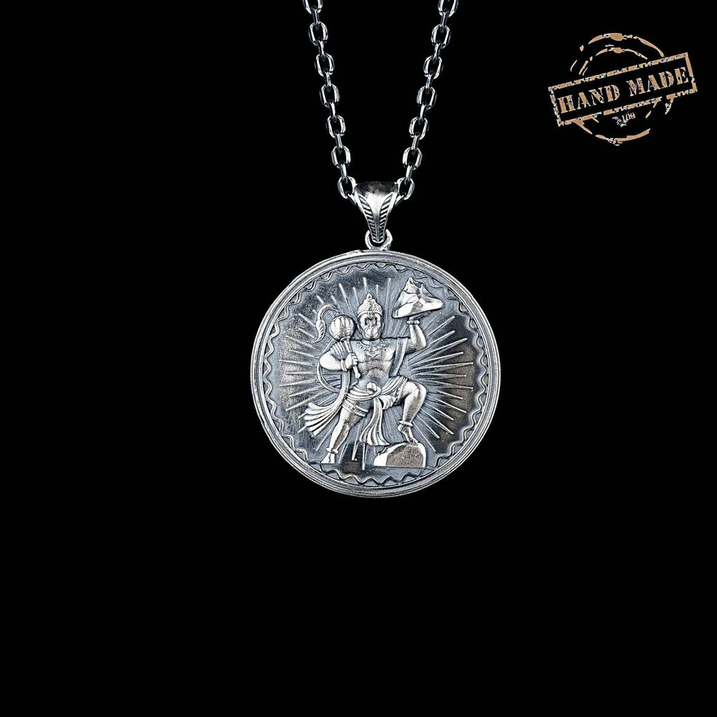 Lord Hanuman Pendant Necklace | 925 Sterling Silver Hindu Spiritual Jewelry