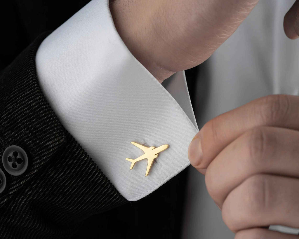 Sterling Silver Airplane Cufflinks, Groom Wedding Gift