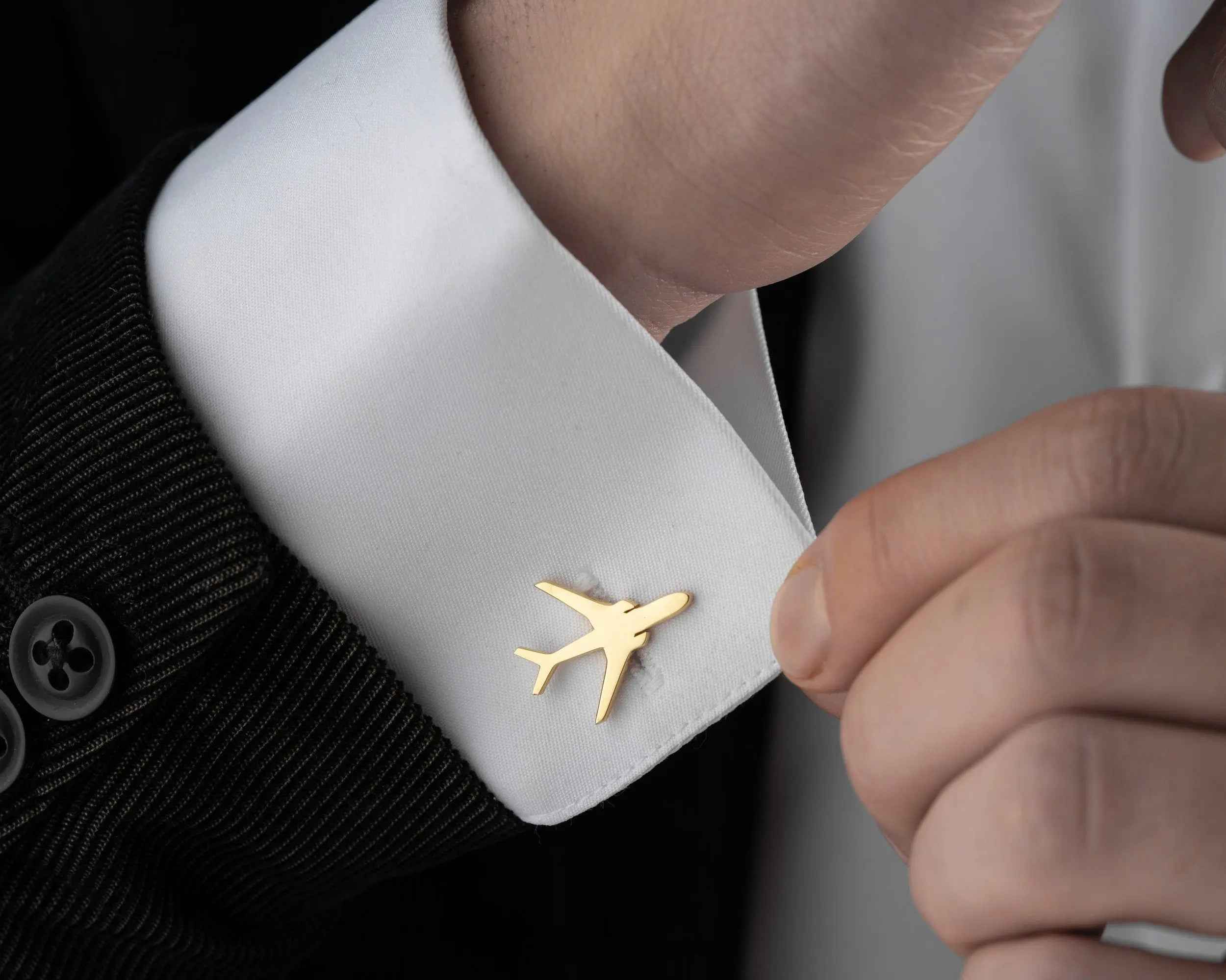 Sterling Silver Airplane Cufflinks, Groom Wedding Gift