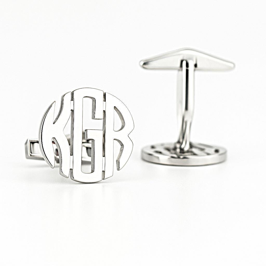 Boutons de manchette en argent sterling, initiales personnalisées