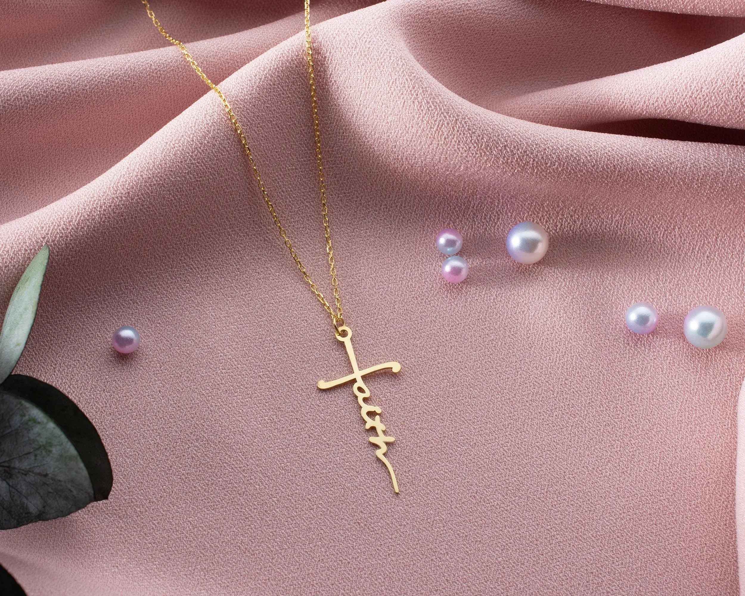 Personalized Sterling Silver Cross Necklace: Faith Jewelry Gift