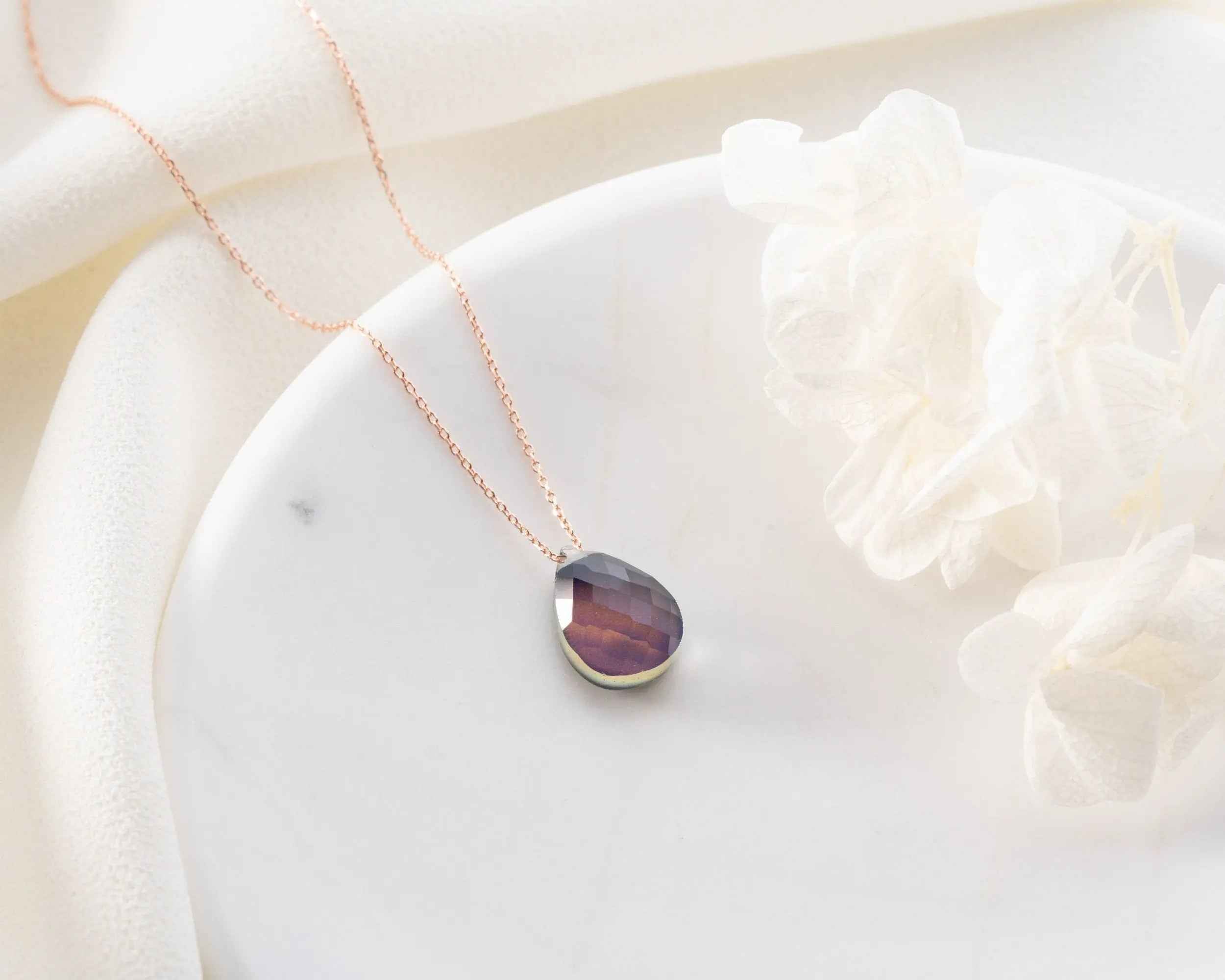 Color Changing Mood Necklace | Blue Flash Mystic Labradorite Pendant | Rose Gold Energy Stone Jewelry