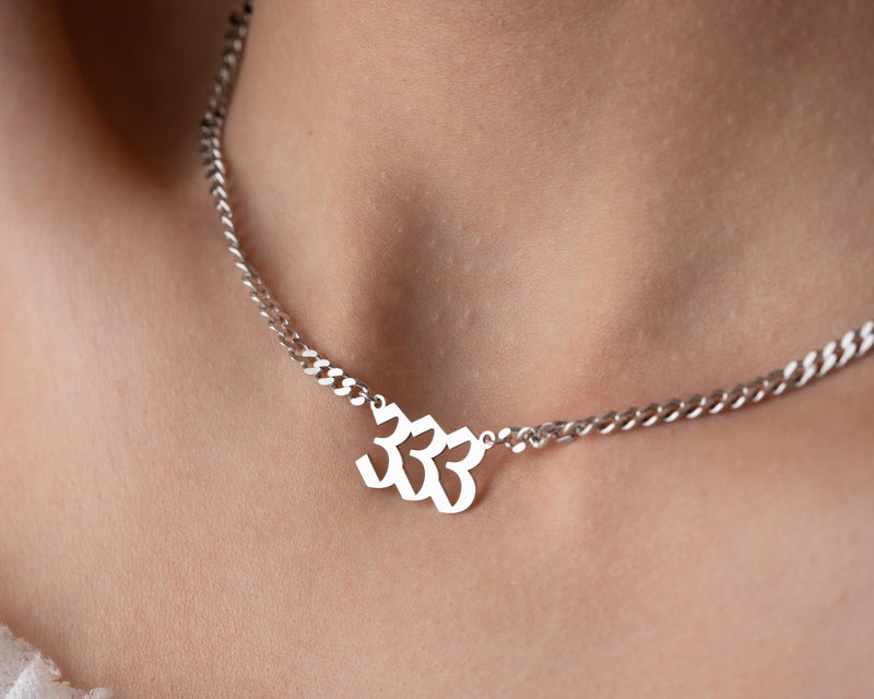 333 Angel Number Necklace: Sterling Silver Lucky Charm