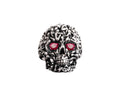 Sterling Silver Skull Ring: Gothic Red Zircon Stone Jewelry