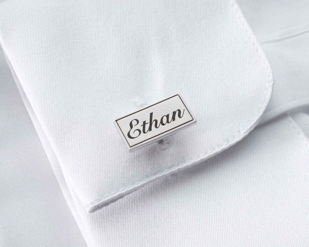 Engraved Sterling Silver Name Cufflinks, Personalized Gift