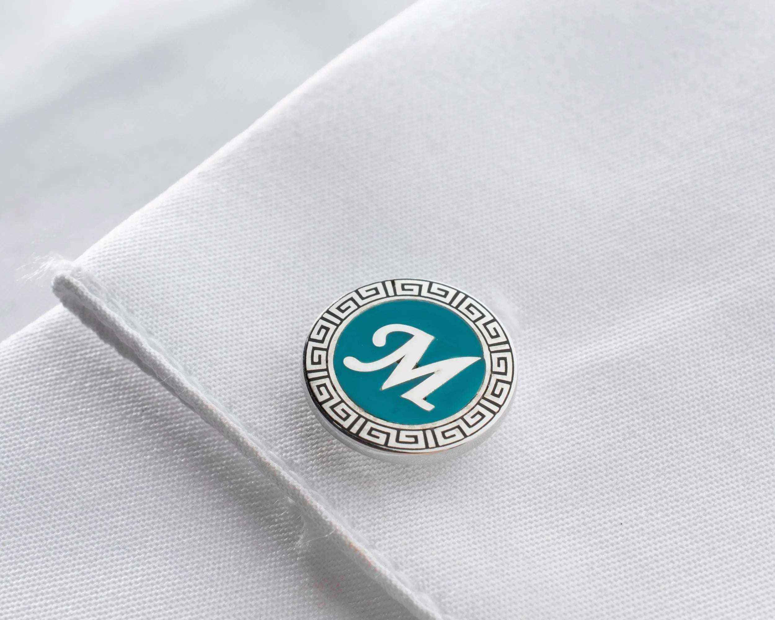 Sterling Silver Enamel Initial Cufflinks, Personalized Gift