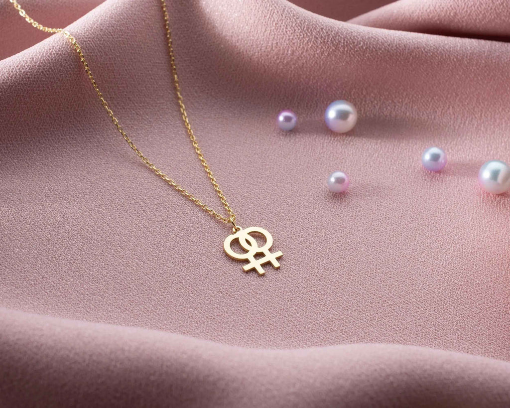 Gold Venus Symbol Necklace: Feminist Jewelry, Girl Power