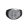 Sterling Silver St Benedict Medal Ring: Religious Signet Jewelry