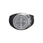 Sterling Silver St Benedict Medal Ring: Religious Signet Jewelry