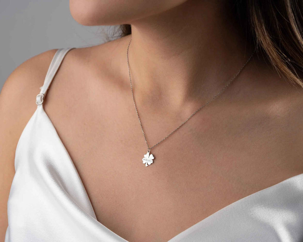 Sterling Silver 4 Leaf Clover Pendant: Good Luck Necklace