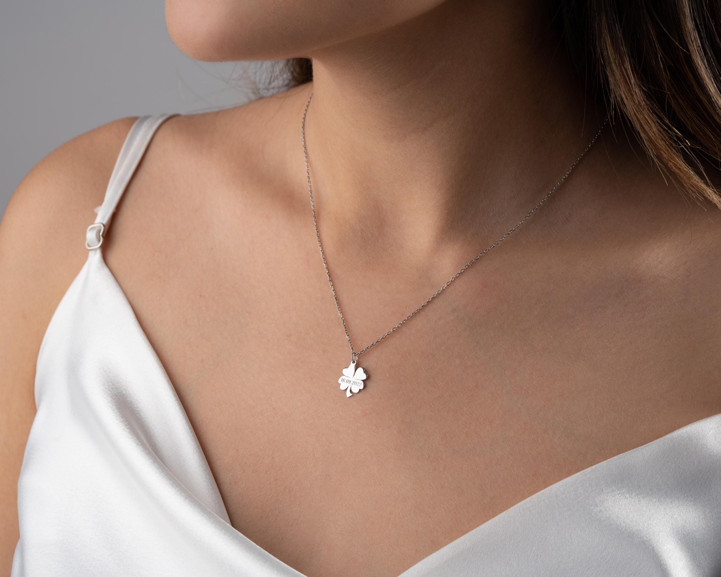 Sterling Silver 4 Leaf Clover Pendant: Good Luck Necklace