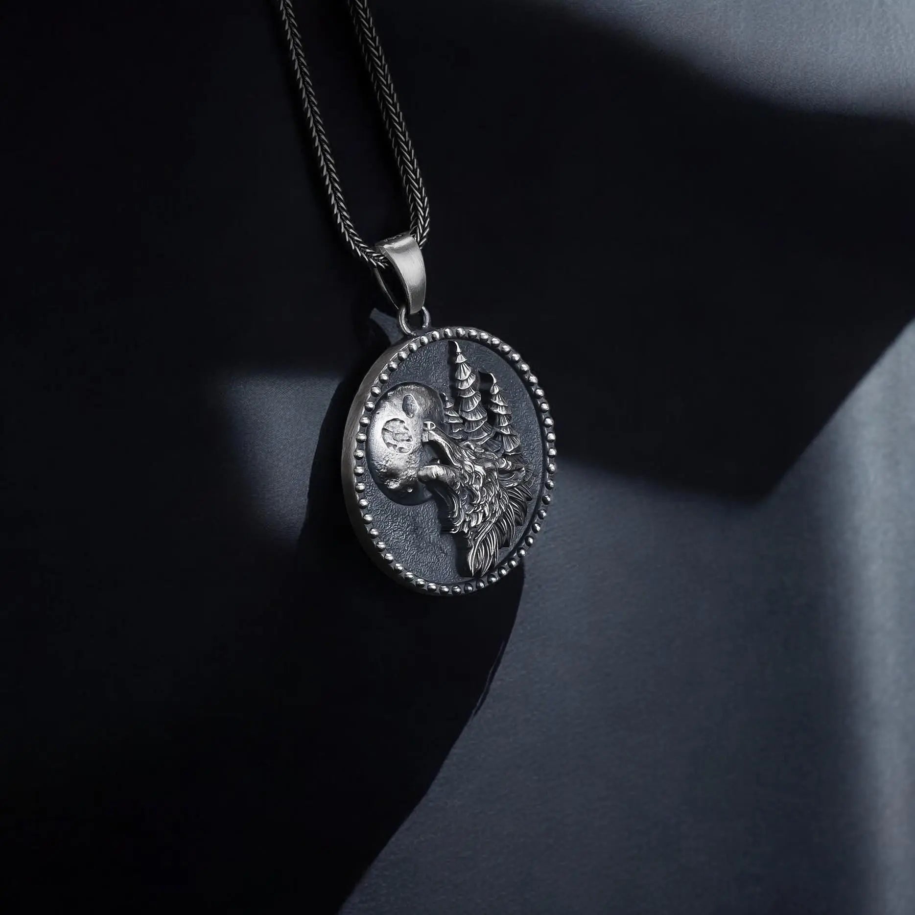 Sterling Silver Howling Wolf Necklace: Handmade Animal Pendant Men   Charmora Jewelry