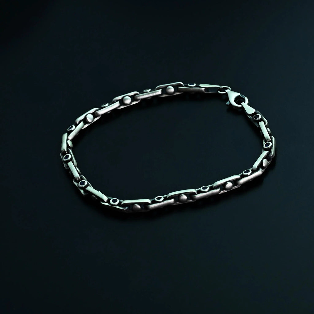 925 Sterling Silver Gemstone Chain Bracelet for Men,Minimal Gothic Men’s Jewelry Gift   Charmora Jewelry
