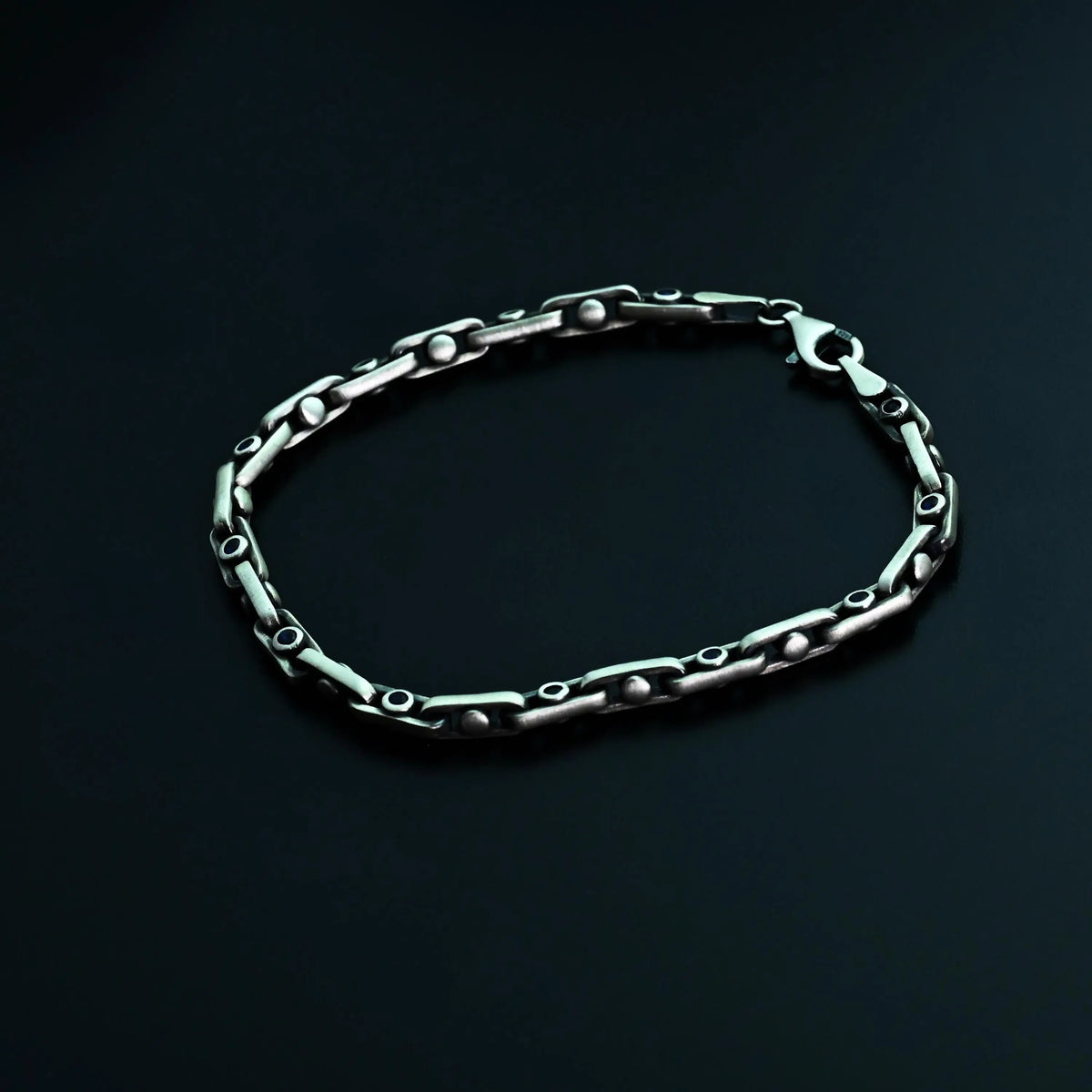 925 Sterling Silver Gemstone Chain Bracelet for Men,Minimal Gothic Men’s Jewelry Gift   Charmora Jewelry