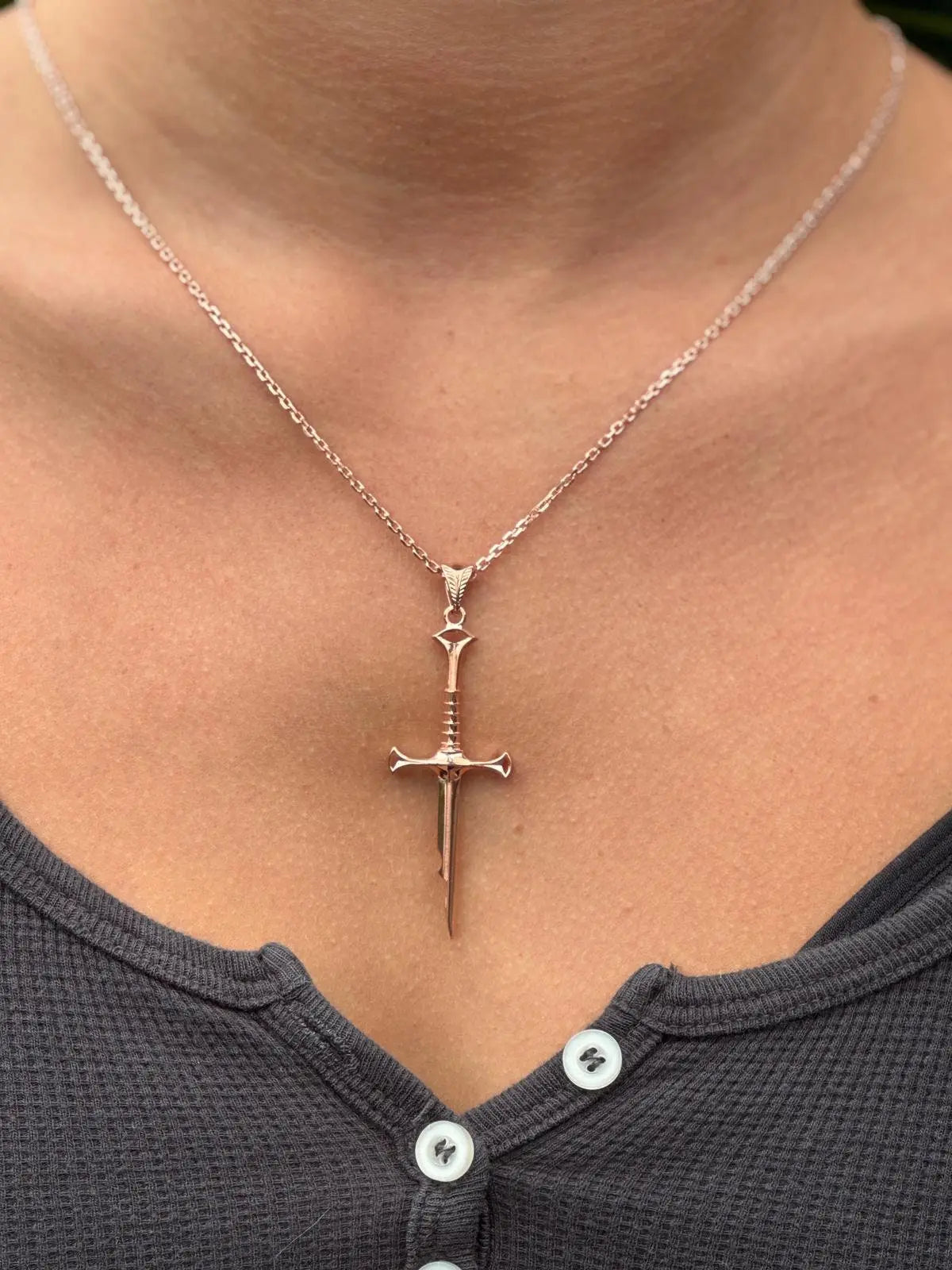 Collier épée en argent 925 fait main pendentif guerrier