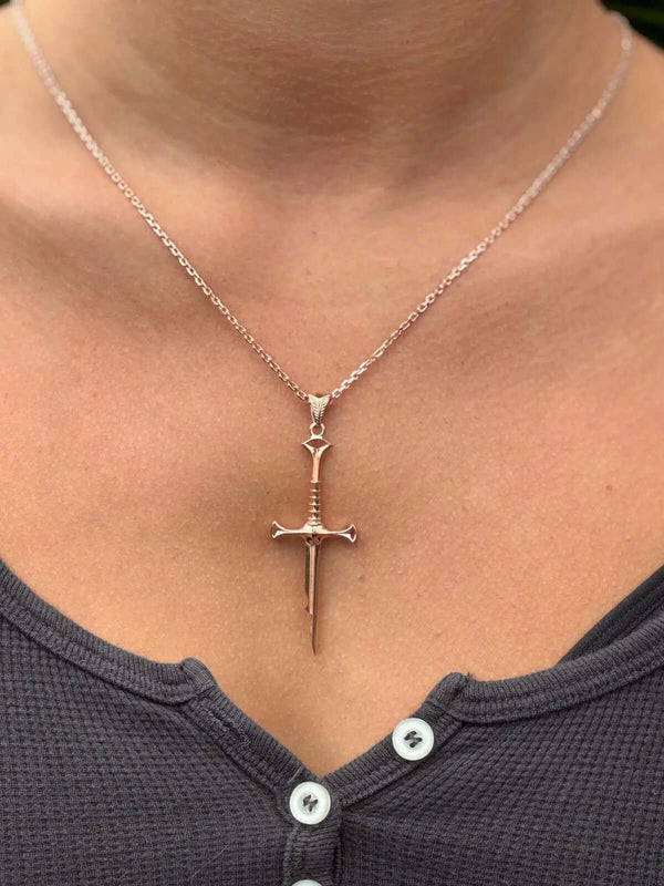 925 Silver Sword Necklace Handmade Warrior Pendant