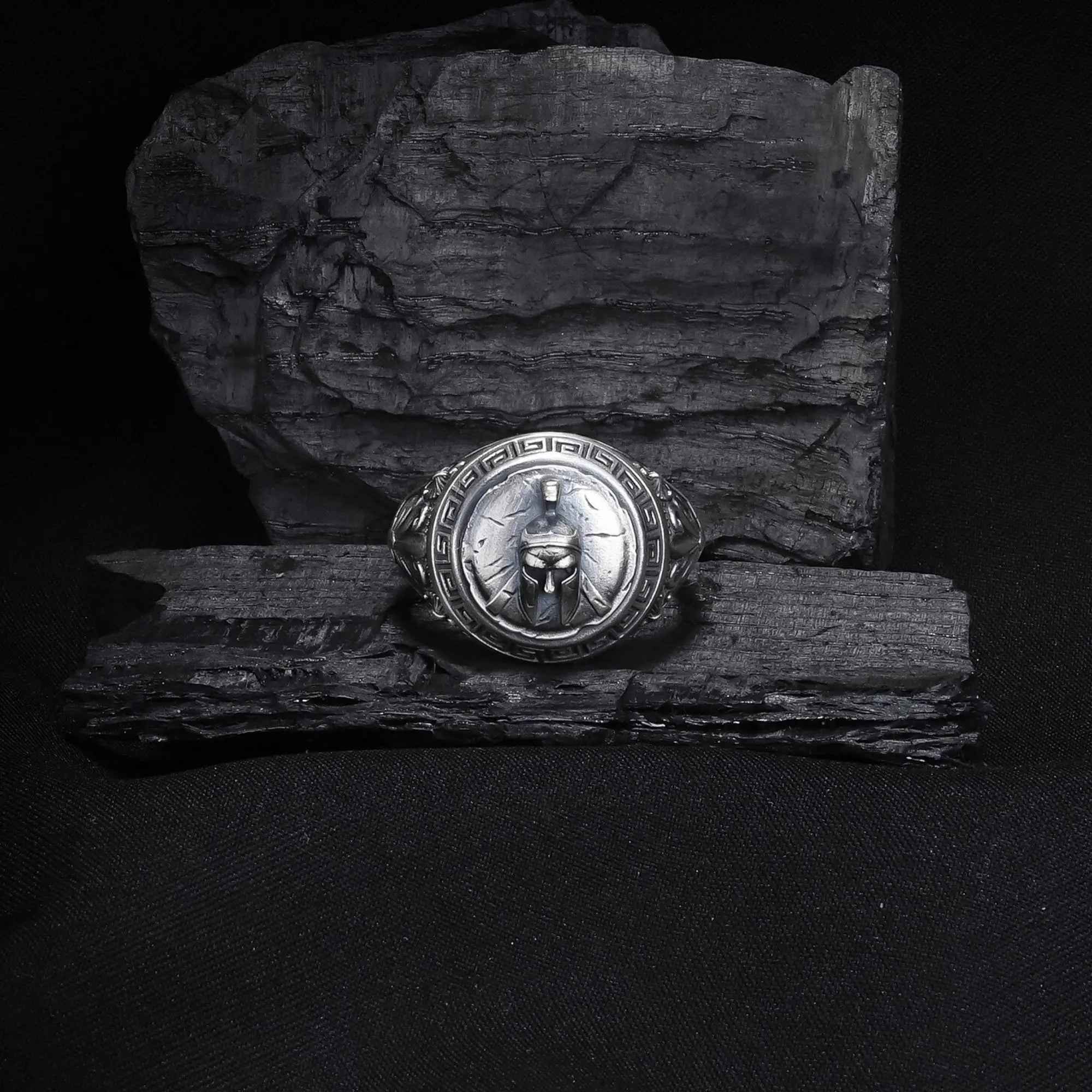 Sterling Silver Spartan Ring: Leonidas Warrior Shield Design
