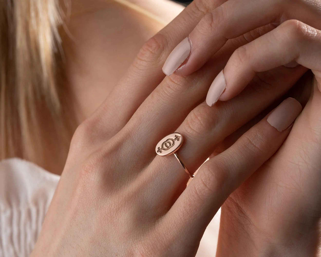 Sterling Silver Heterosexual Symbol Ring: Gender Symbol Jewelry