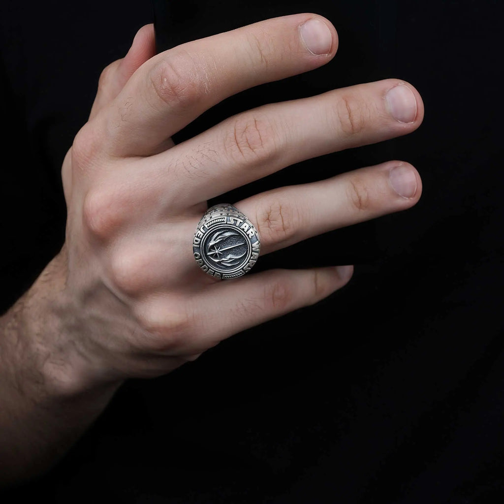 Sterling Silver Star Wars Ring: Jedi Order Symbol, Galactic Jewelry   Charmora Jewelry