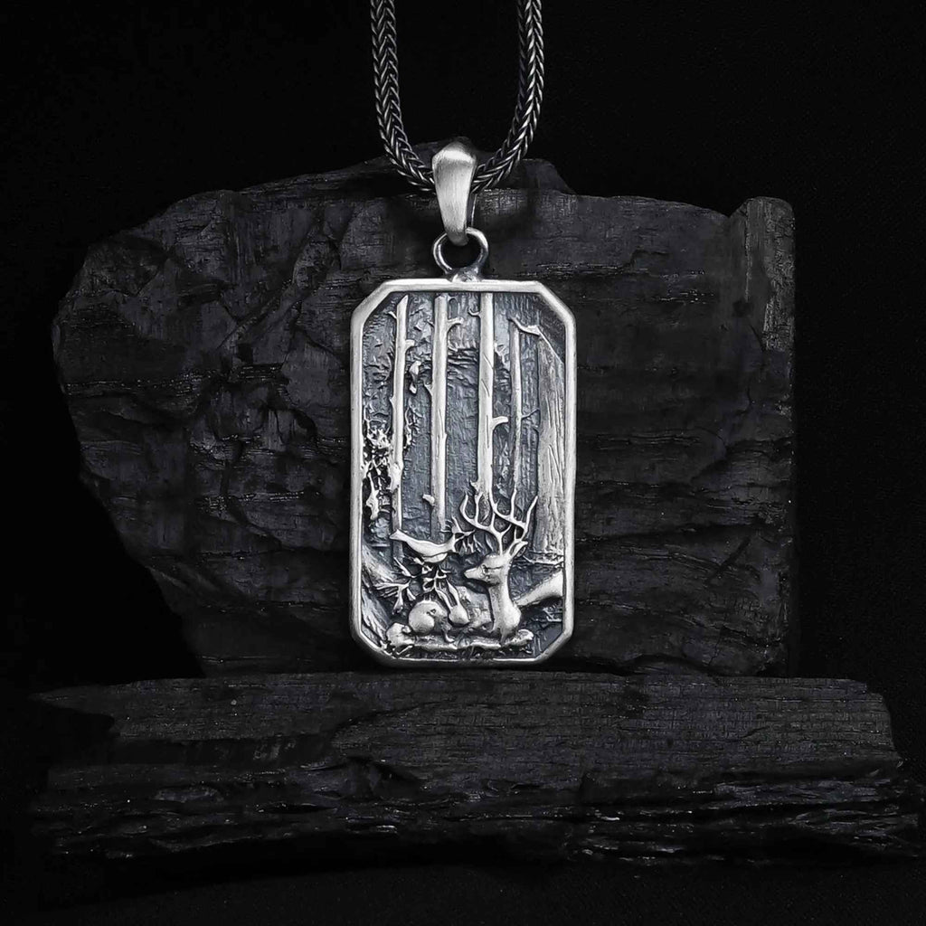 Sterling Silver Deer Necklace: Handmade Forest Stag Pendant