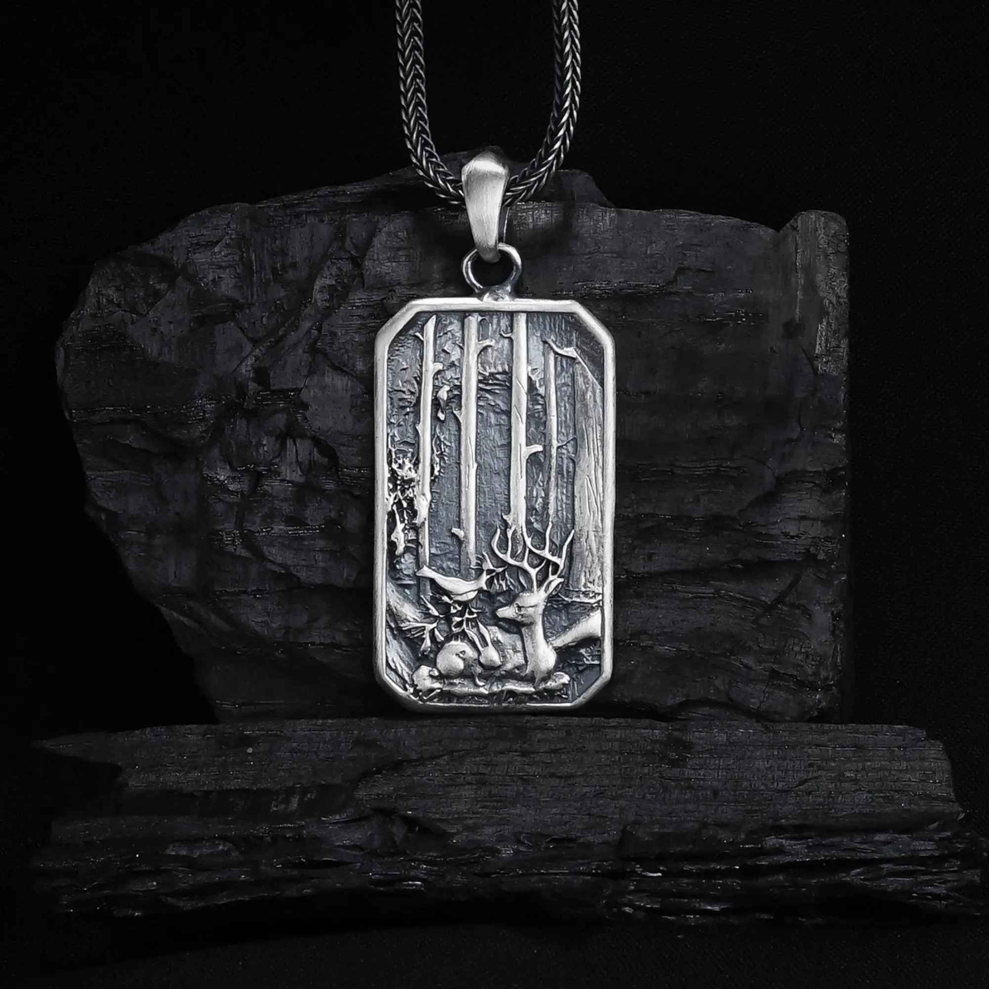 Sterling Silver Deer Necklace: Handmade Forest Stag Pendant