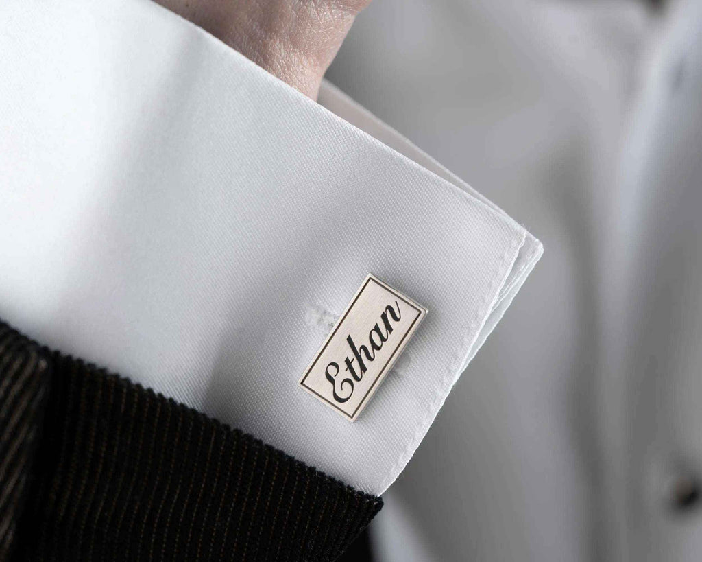 Engraved Sterling Silver Name Cufflinks, Personalized Gift