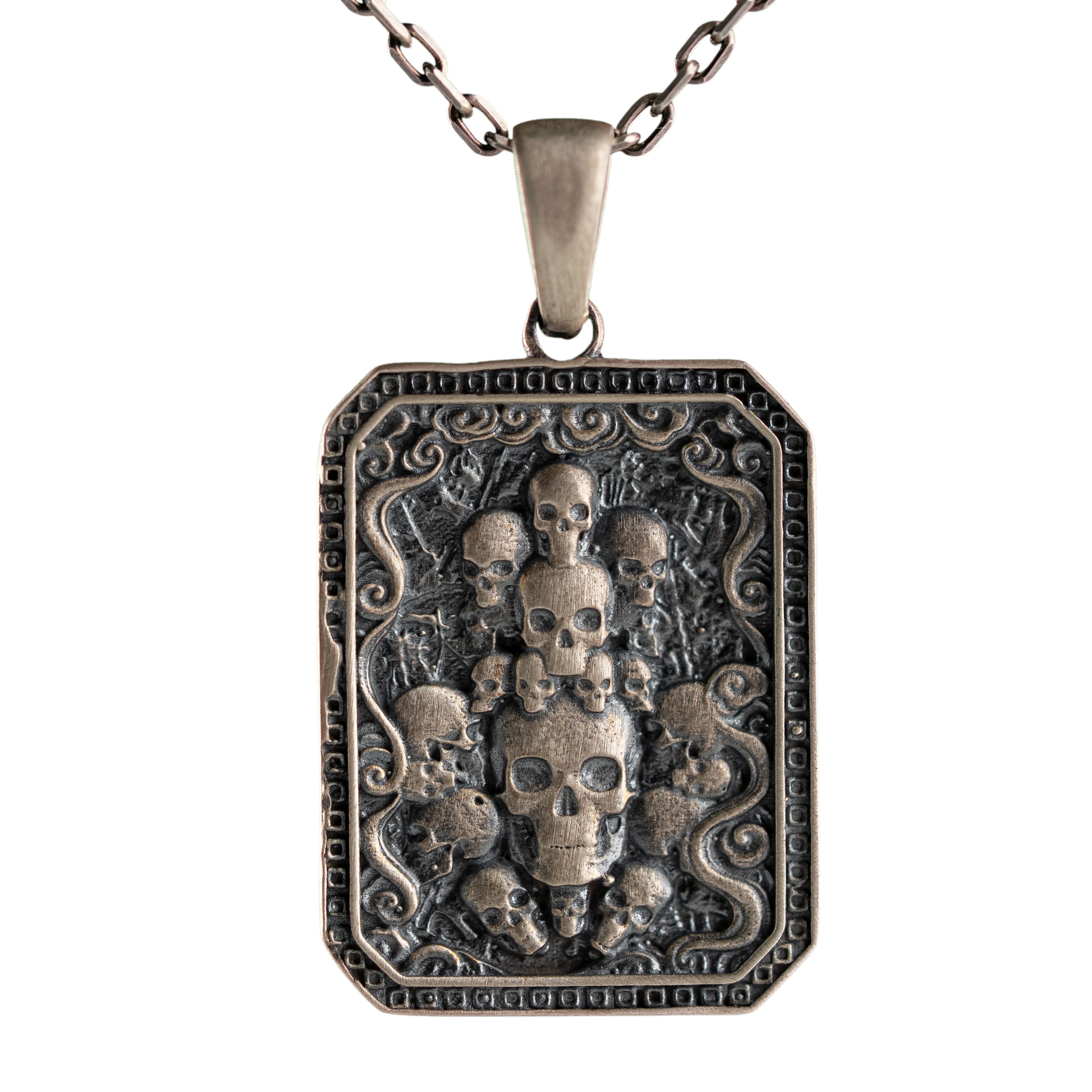 Sculpted Skull Necklace and Ring Jewelry Set  Ring  Charmora Jewelry