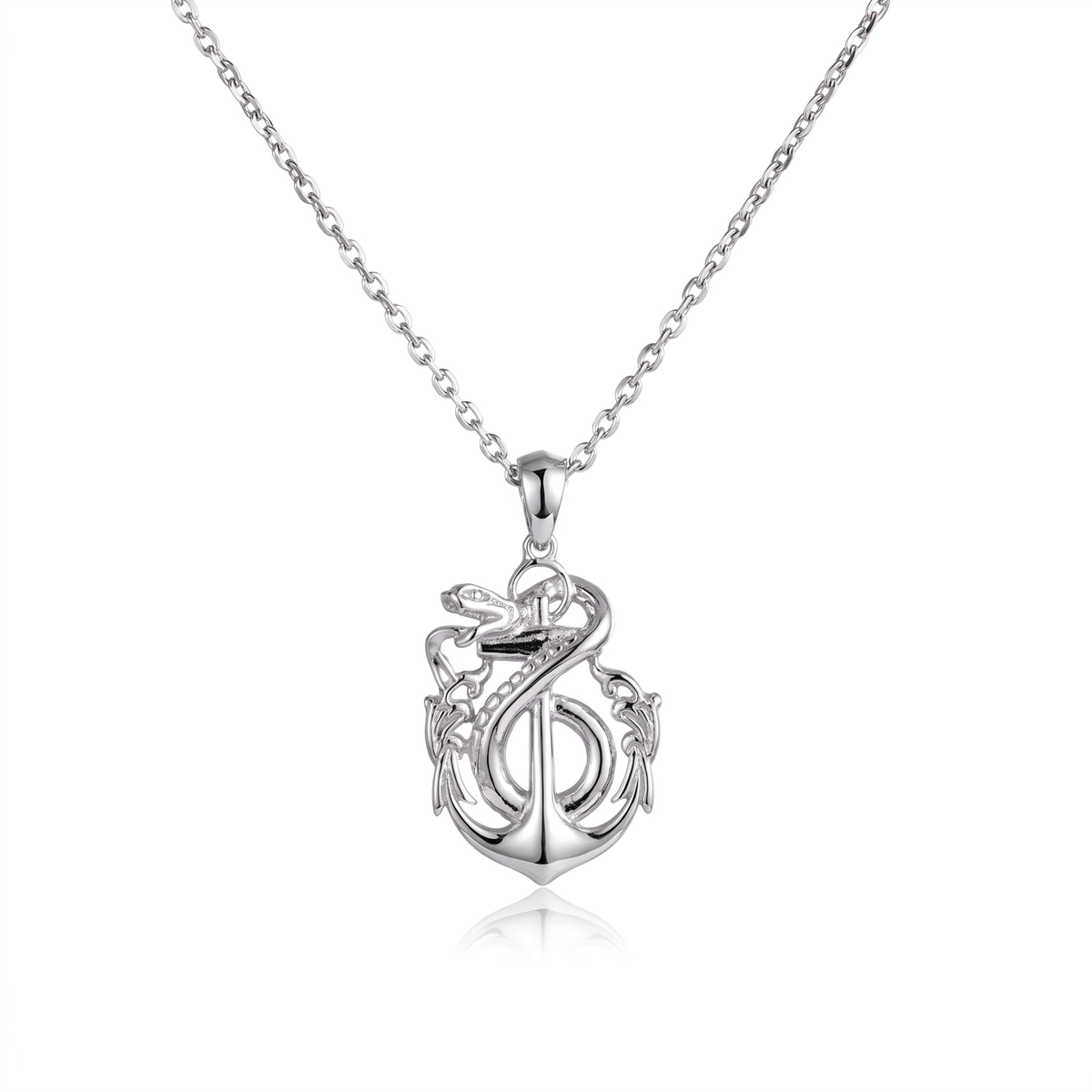 Nautical Anchor Serpent Coiled Necklace  Necklace  Charmora Jewelry