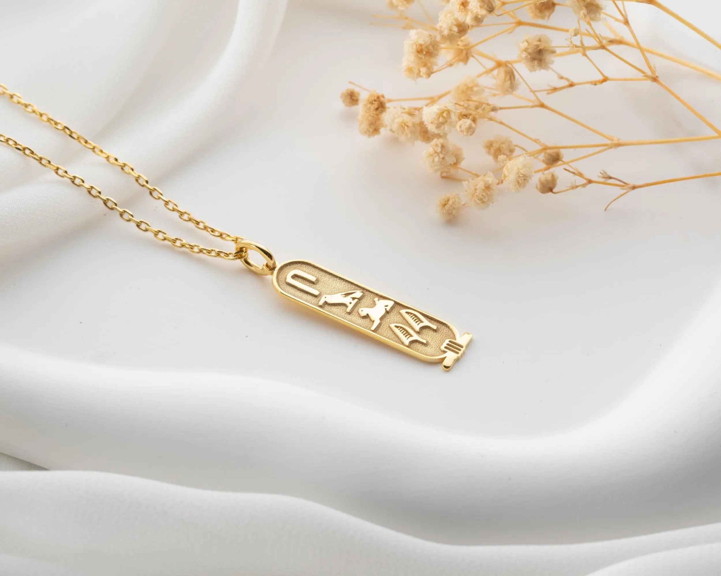 Custom Sterling Silver Egyptian Cartouche Necklace: Hieroglyph Name Jewelry