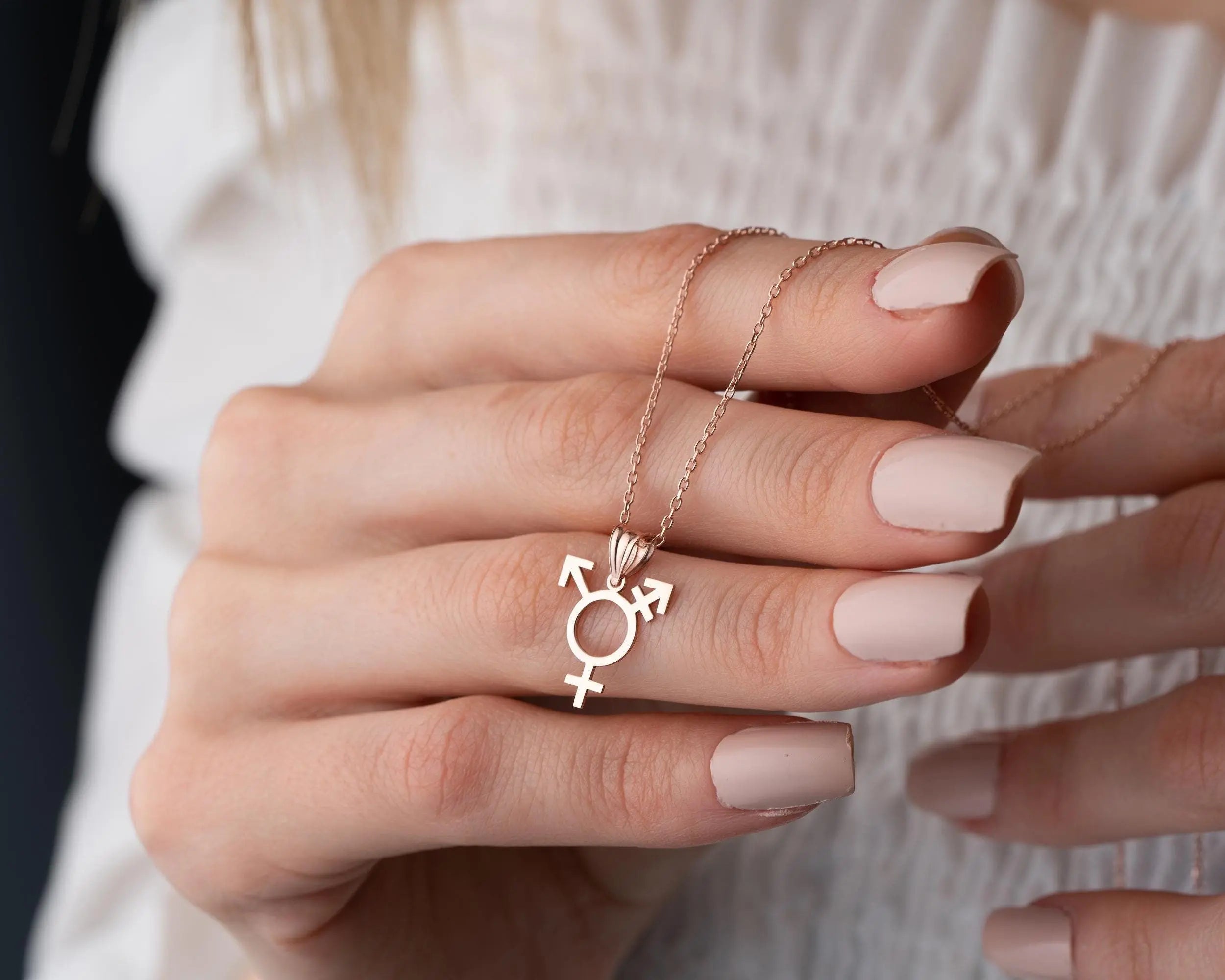 Collier en Argent Sterling Symbole Transgenre : Bijou LGBT Fierté