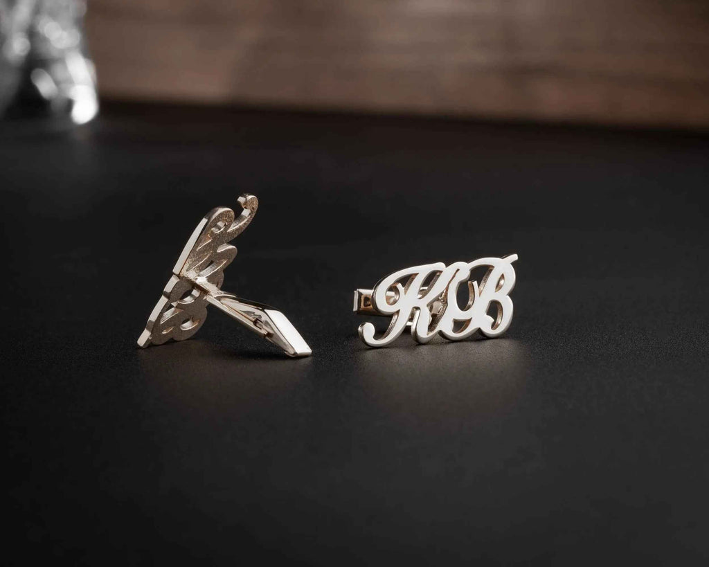 Personalized Sterling Silver Initial Cufflinks, Wedding Gift