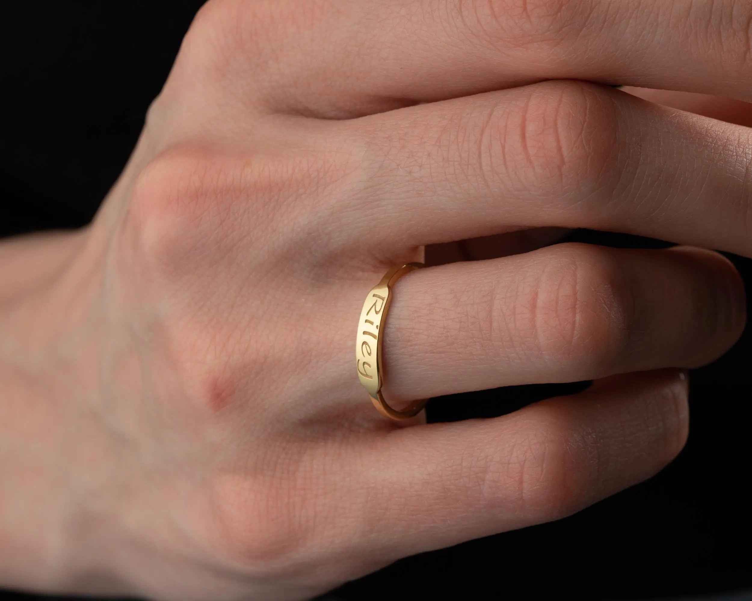 Sterling Silver Dainty Name Ring: Personalized Engraved Jewelry