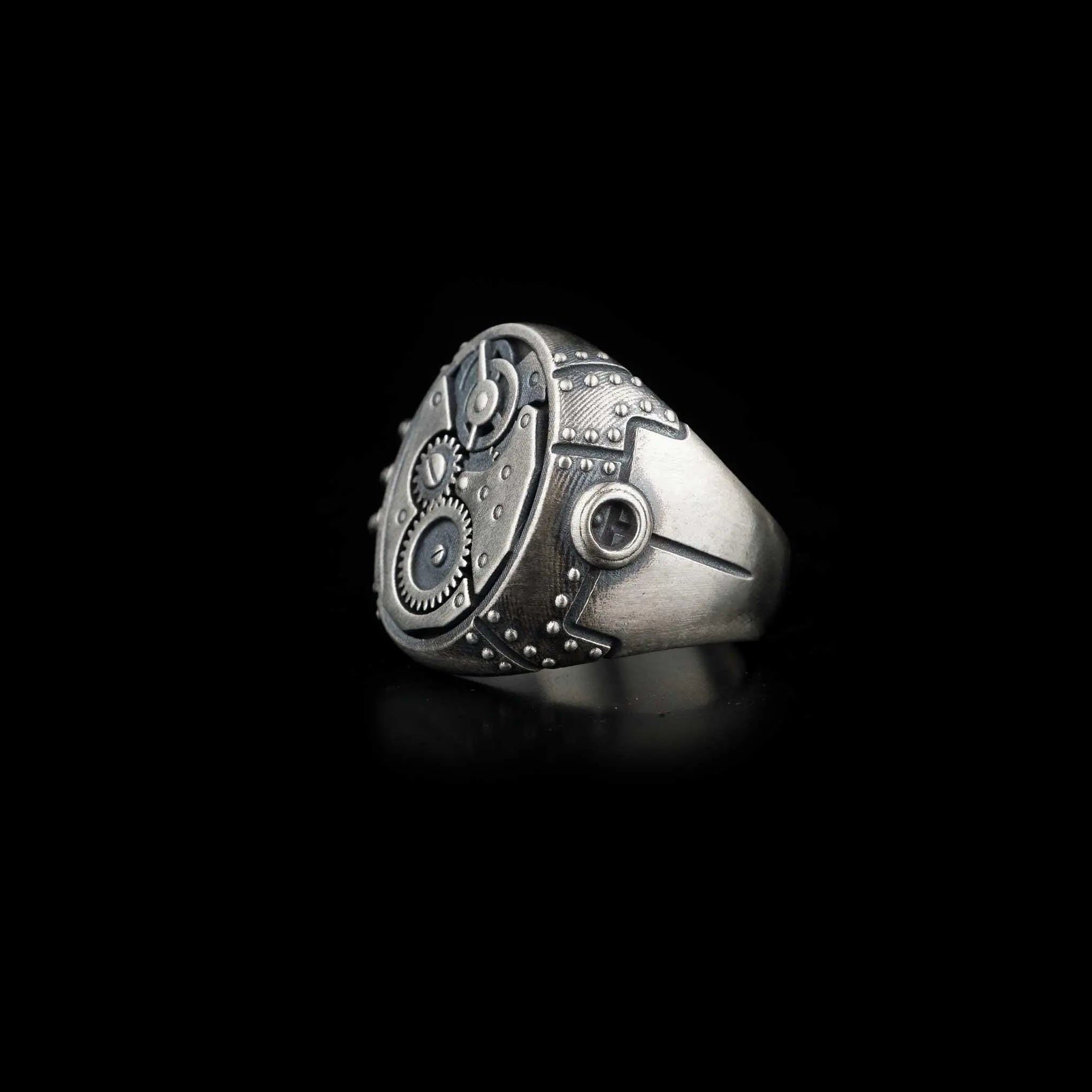 Sterling Silver Steampunk Gear Ring: Mechanical Gothic Jewelry   Charmora Jewelry