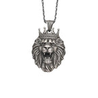 Sterling Silver King Lion Necklace | Leo Zodiac Mens Pendant   Charmora Jewelry