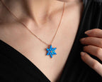 Lotus Flower Opal Sterling Silver Necklace - Handmade Jewelry