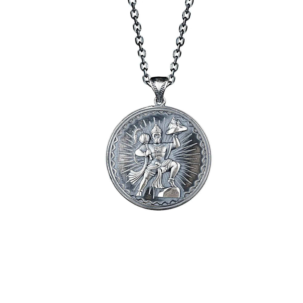Lord Hanuman Pendant Necklace | 925 Sterling Silver Hindu Spiritual Jewelry