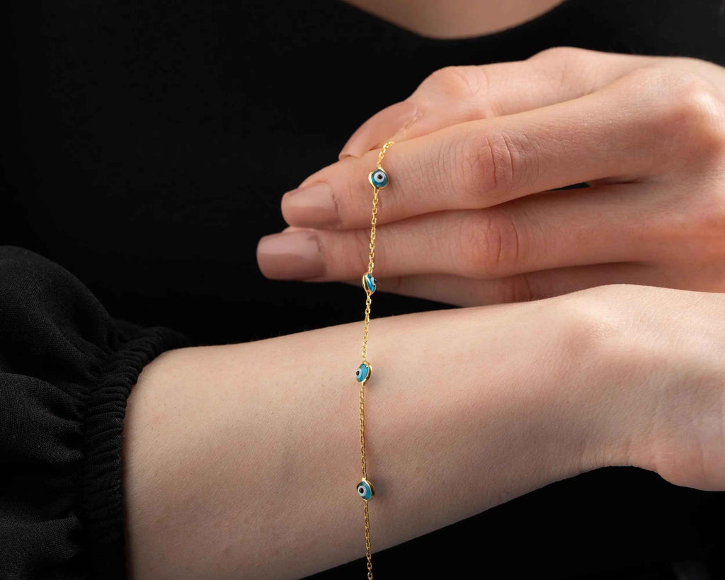 Dainty Sterling Silver Evil Eye Bracelet: Protection Jewelry