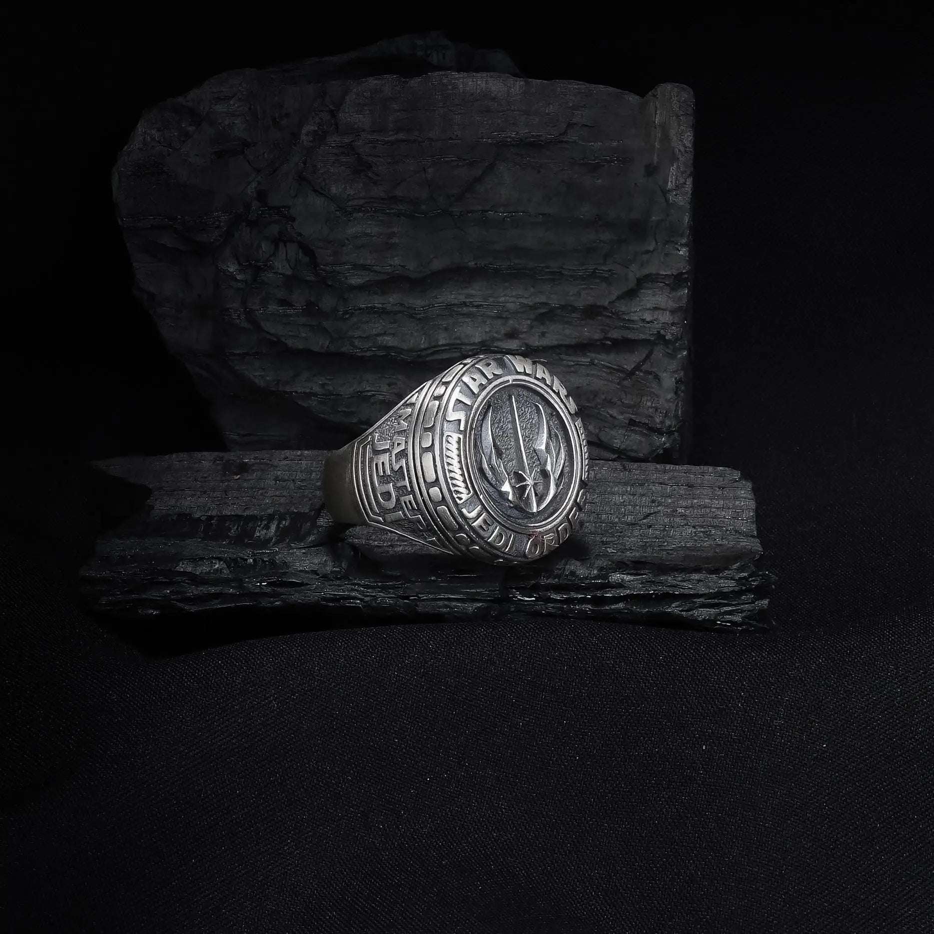 Sterling Silver Star Wars Ring: Jedi Order Symbol, Galactic Jewelry   Charmora Jewelry