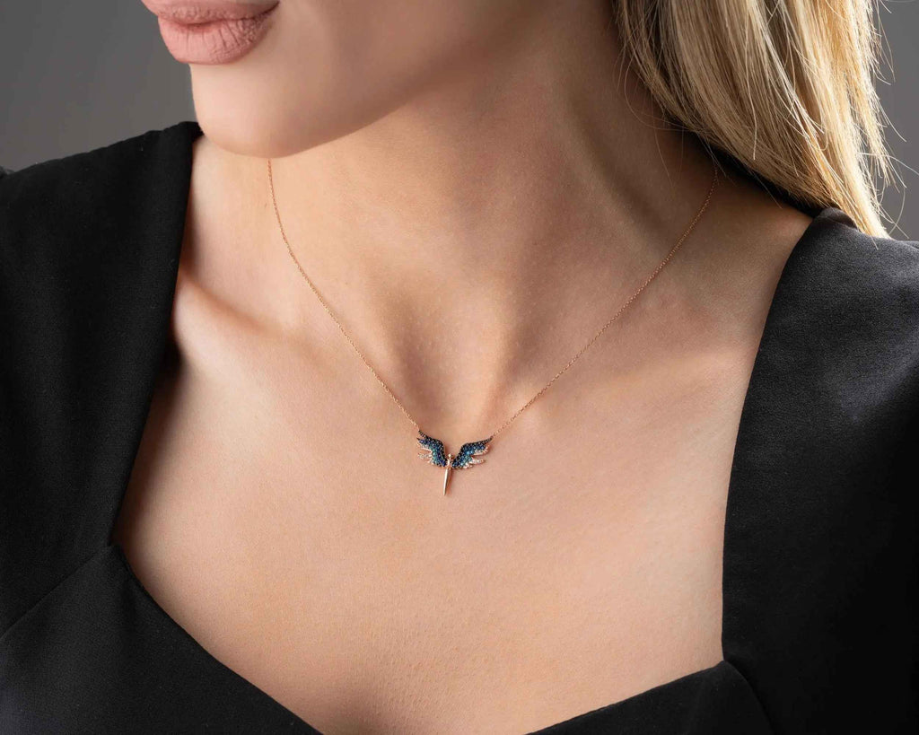 Sterling Silver Archangel Michael Necklace: Guardian Angel Wings