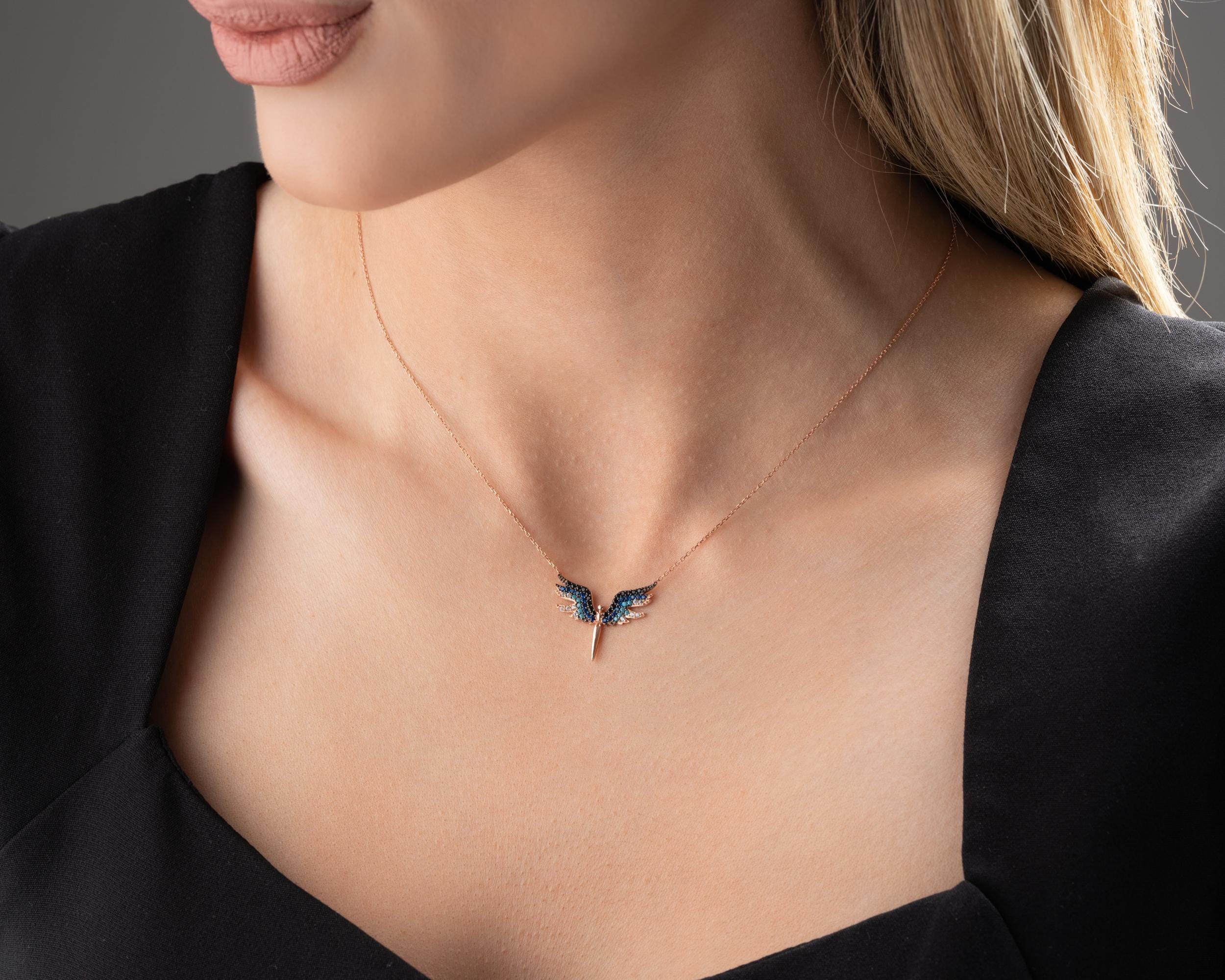 Sterling Silver Archangel Michael Necklace: Guardian Angel Wings