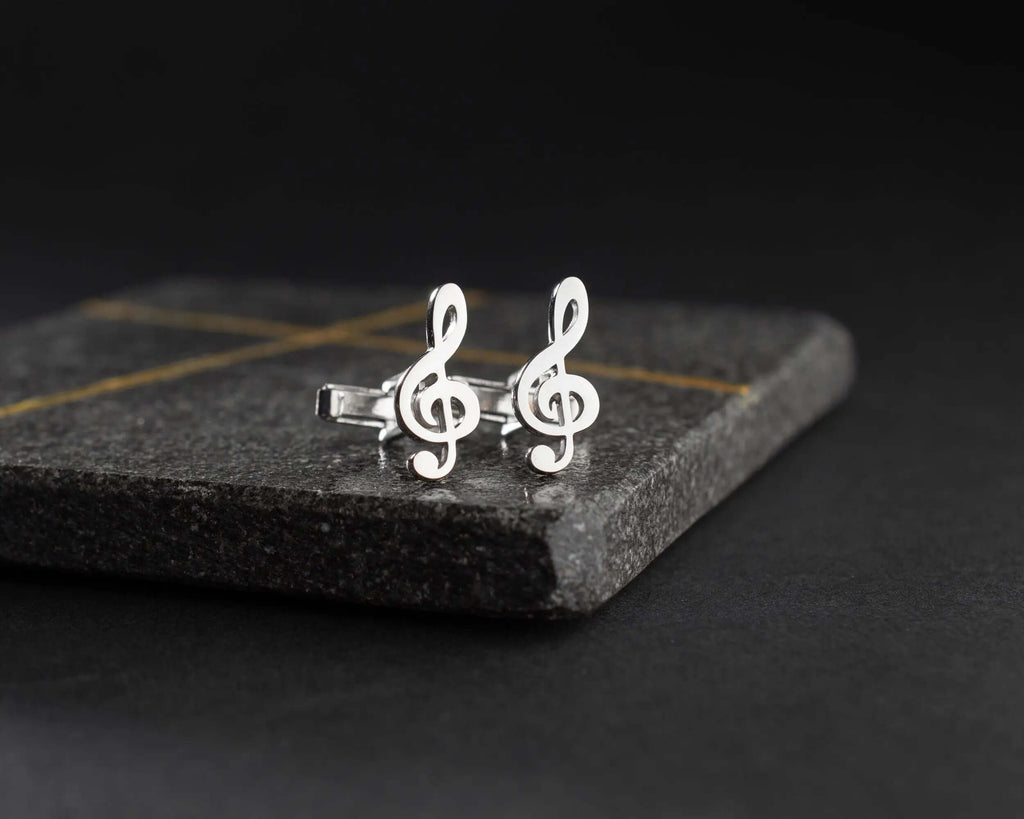 Sterling Silver Music Note Cufflinks: Musician Wedding Groomsmen Gift   Charmora Jewelry